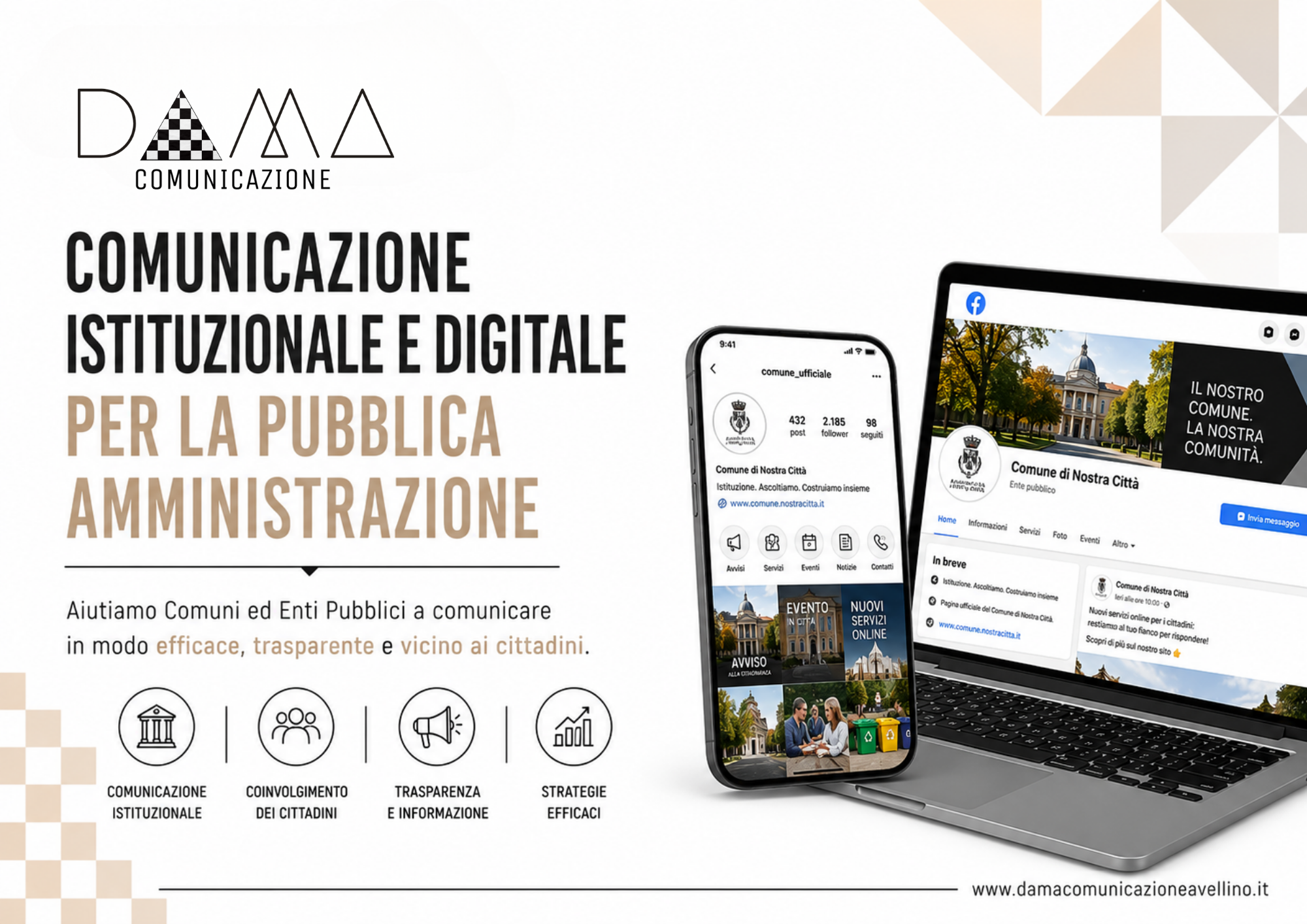 Copertina della presentazione aziendale DAMA Comunicazione per la Pubblica Amministrazione